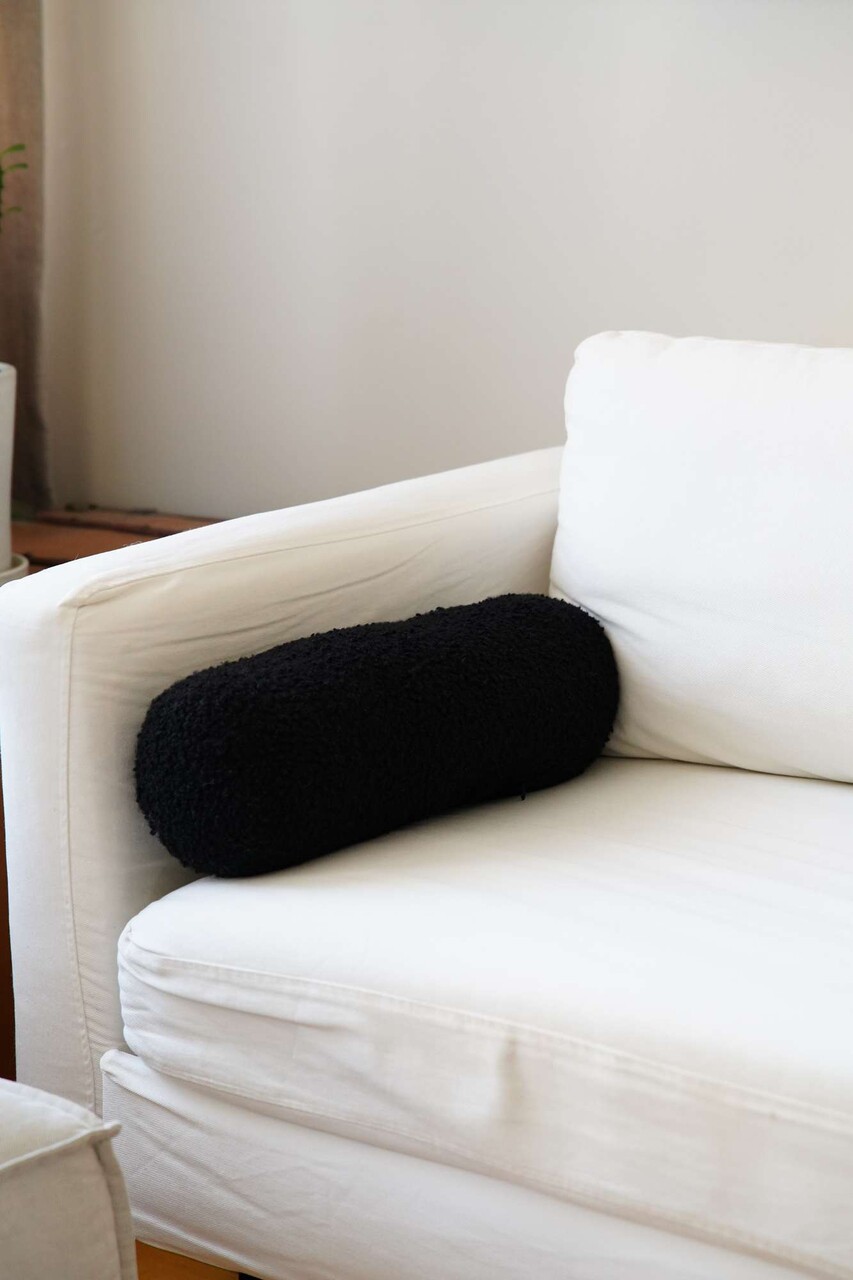 Perna, Teddy Roller, 50x14x14 cm, 75% RECYCLED POLYESTER/25% POLYESTER, Negru - imagine 5
